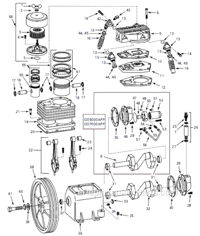 Page A Diagram and Parts List for CI05000APP 2002 Campbell Hausfeld Compressor